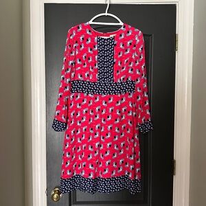Pink and blue contrast floral Boden dress | Size 8